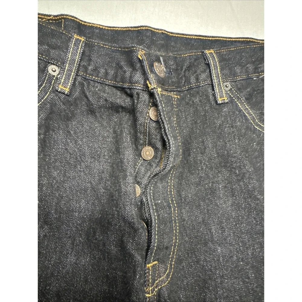 Levi's 501 Jeans 36x30 (34x28) Black Dark‎ Wash Button Fly Straight Leg Denim